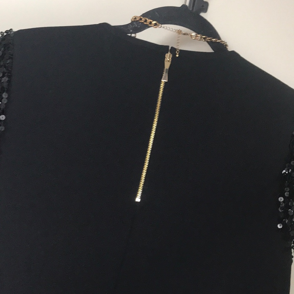 Sold Kate Spade black sequin fringe sleeve blouse - Picture 5 of 6